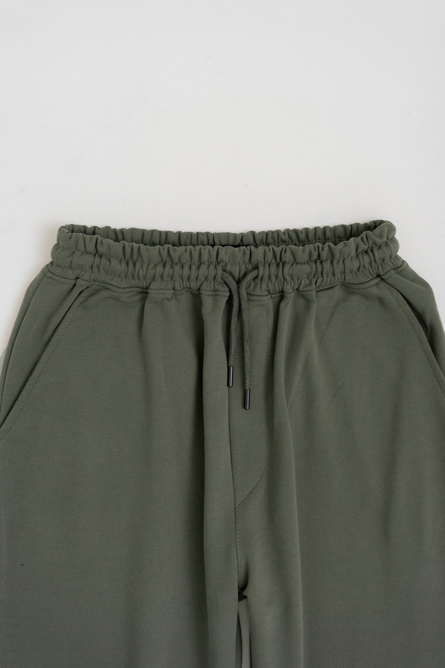 OLIVE GREEN COMFORT FIT KNITTED PANTS