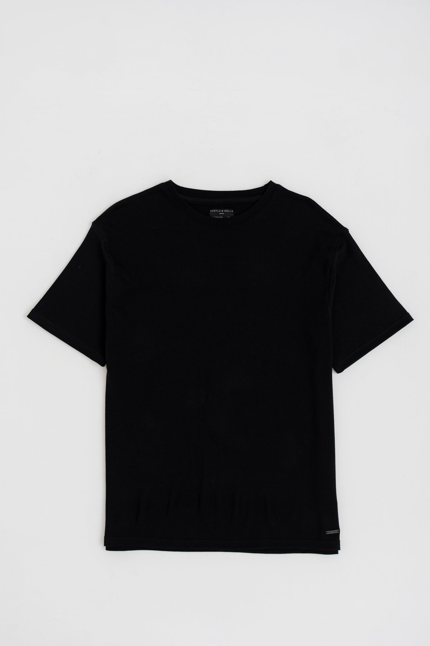 BLACK REGULAR FIT TEXTURED T-SHIRT - Hustle N Holla