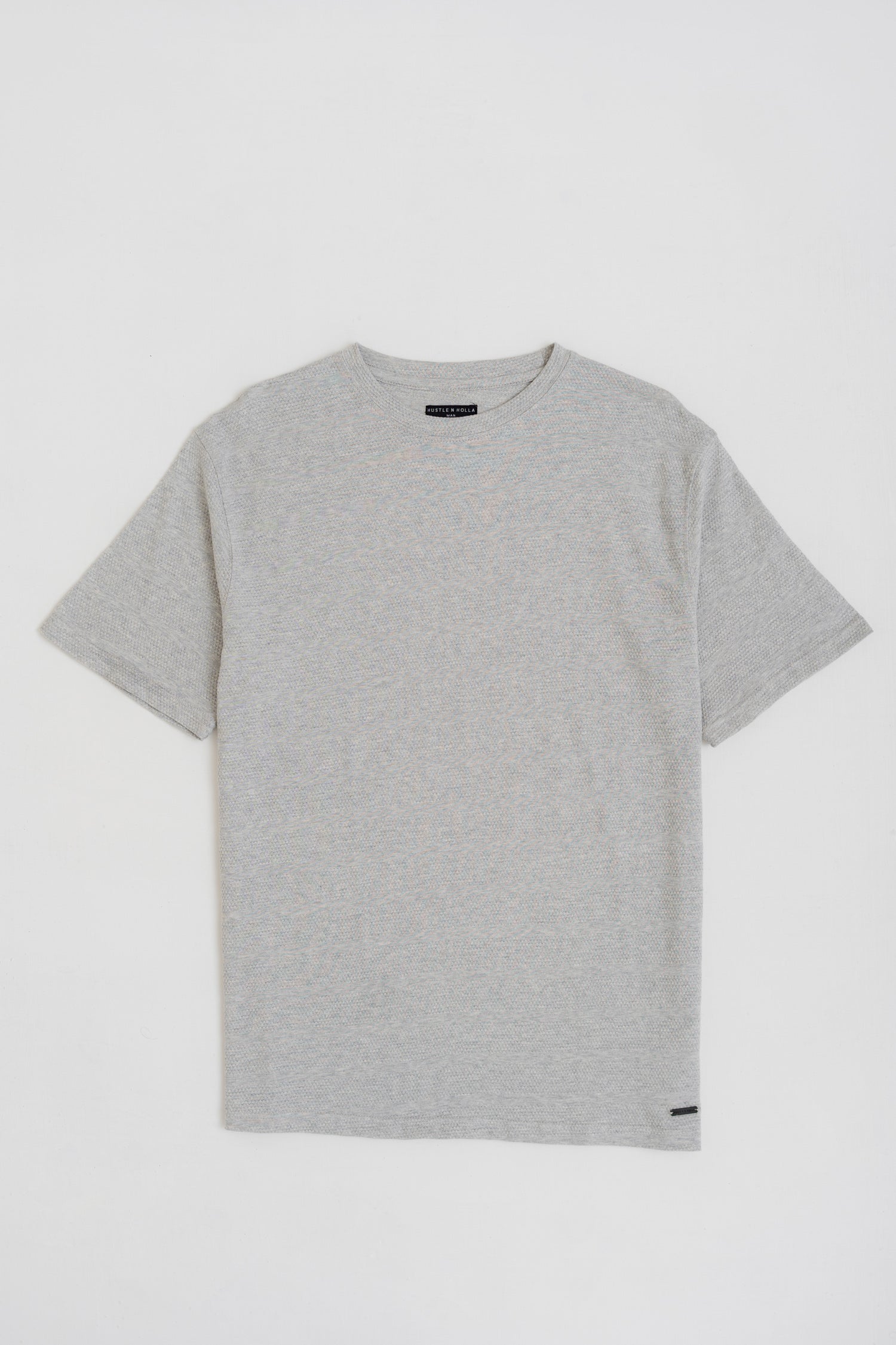 LIGHT GREY REGULAR FIT TEXTURED T-SHIRT