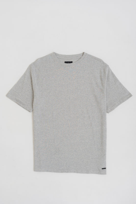 LIGHT GREY REGULAR FIT TEXTURED T-SHIRT - Hustle N Holla