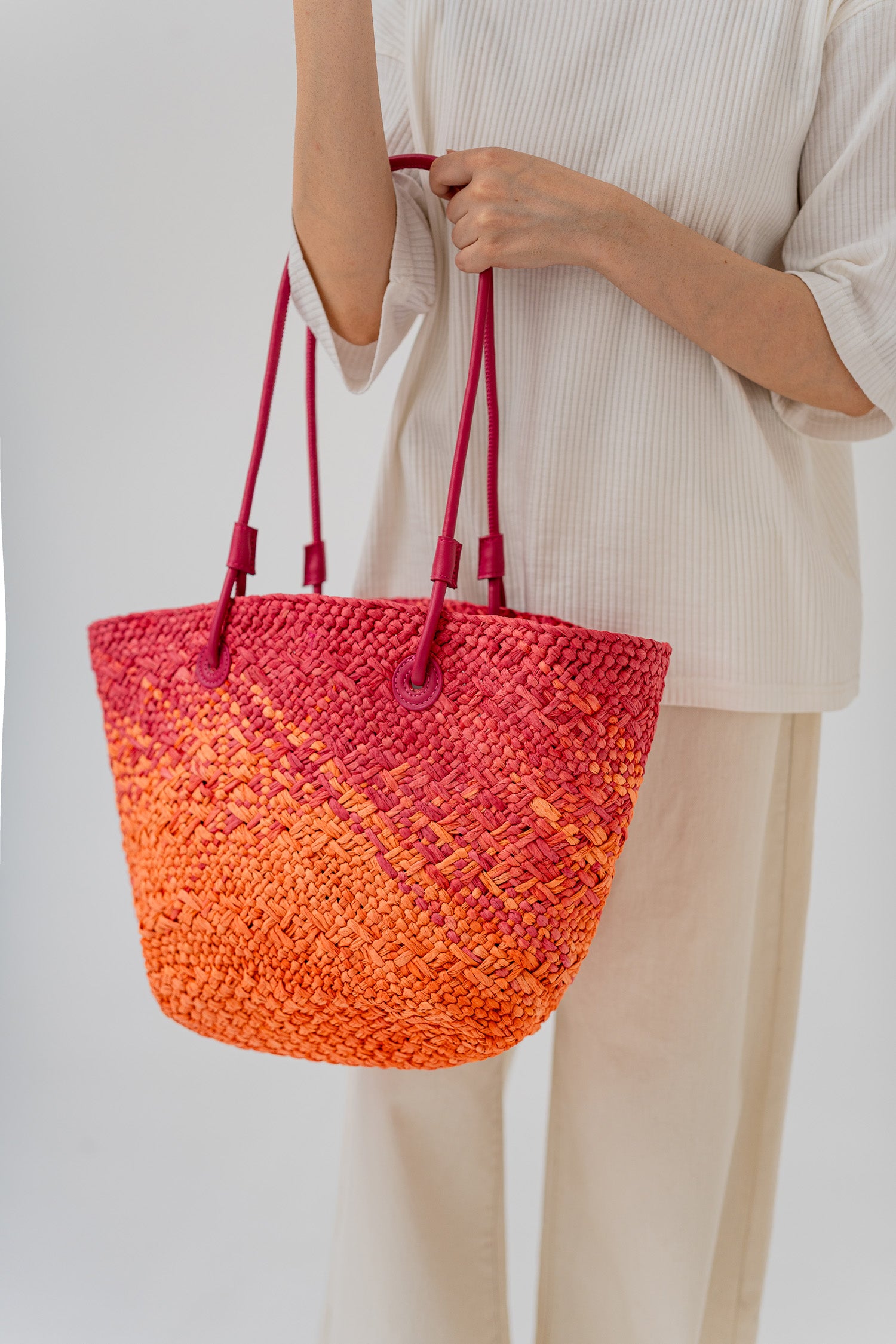 Pink Boho Straw Beach Tote - Hustle N Holla