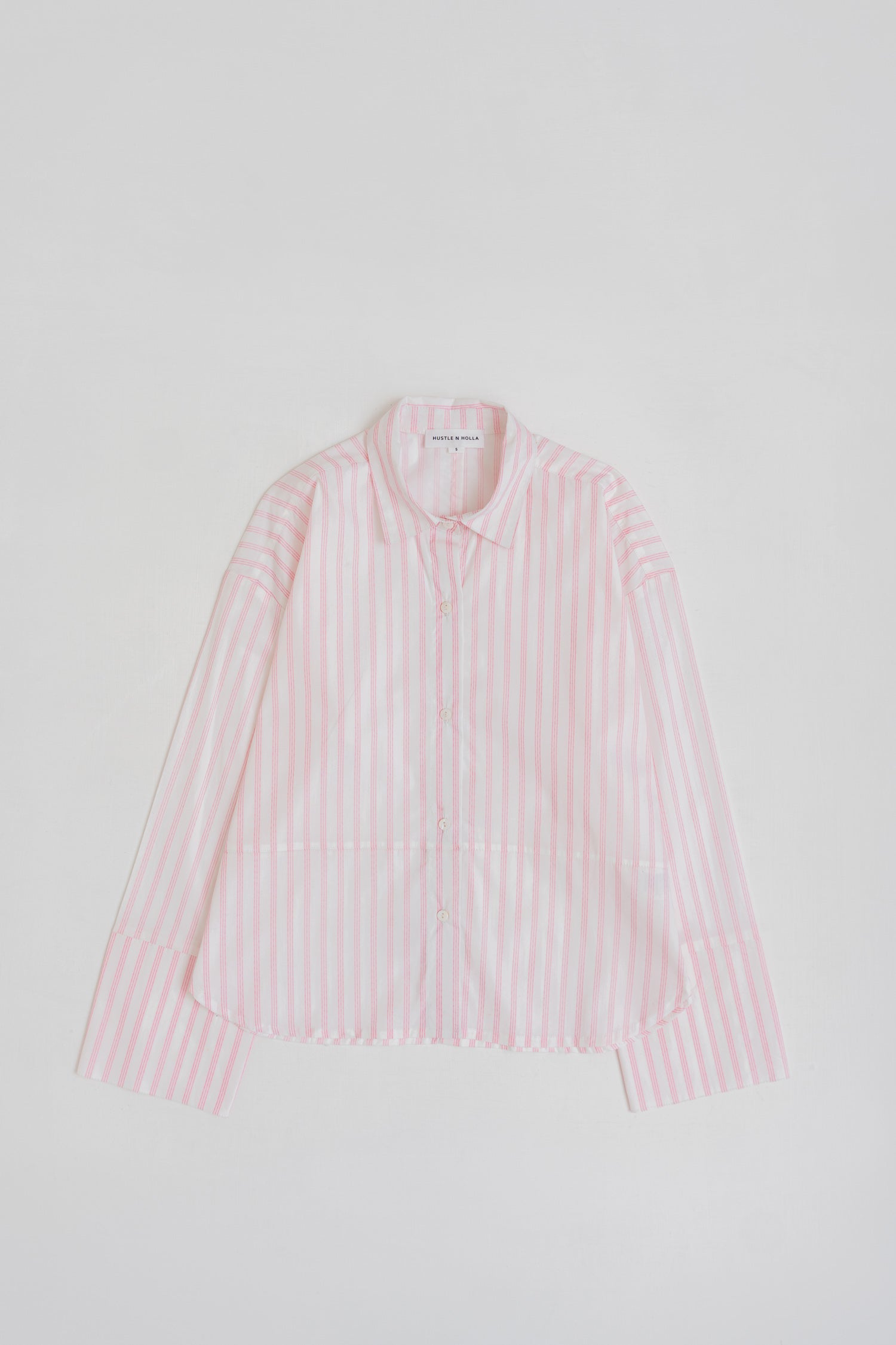 STRIPED POPLIN LOOSE FIT BUTTON DOWN SHIRT