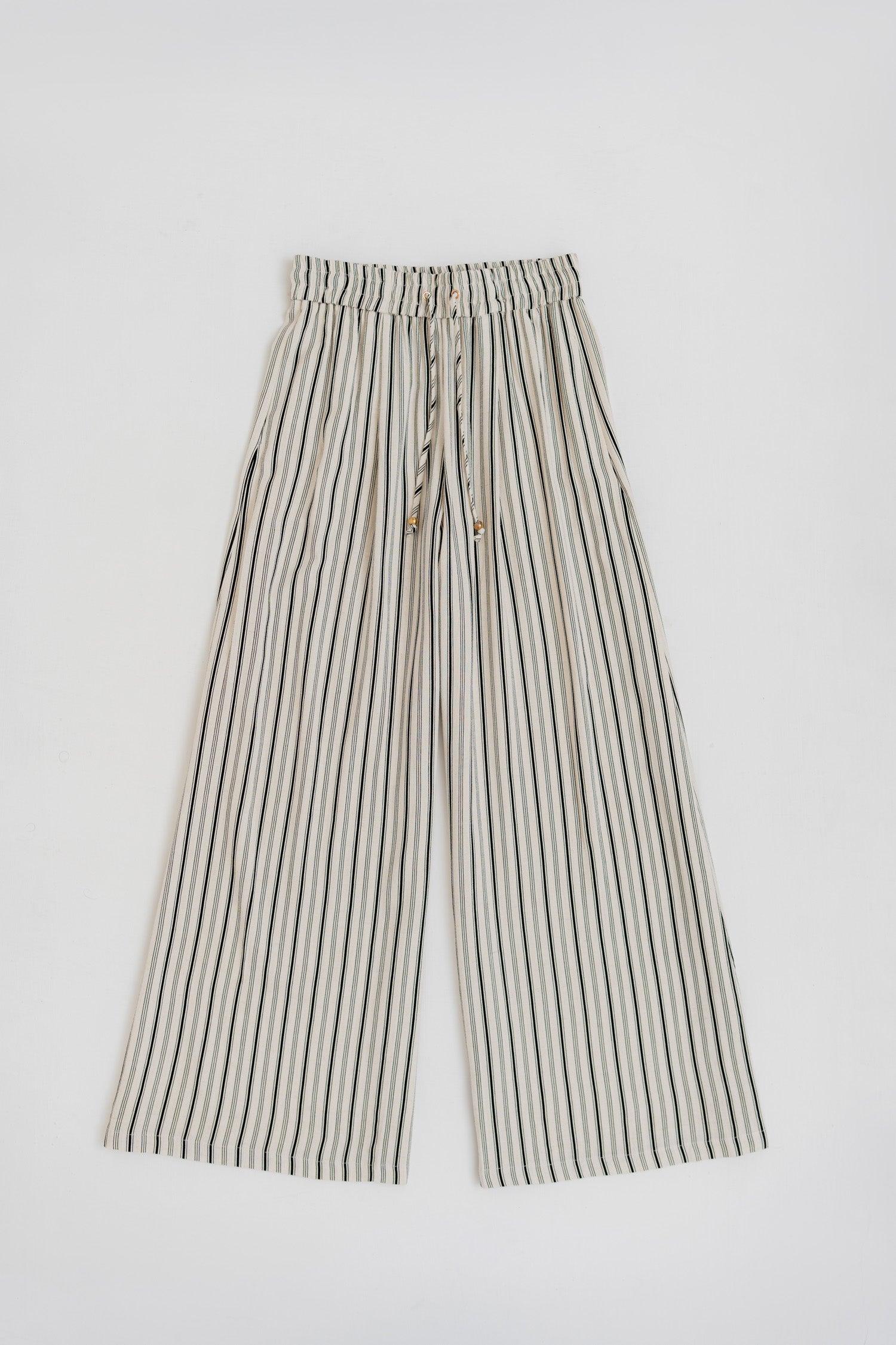 STRIPED LINEN WIDE LEG TROUSERS