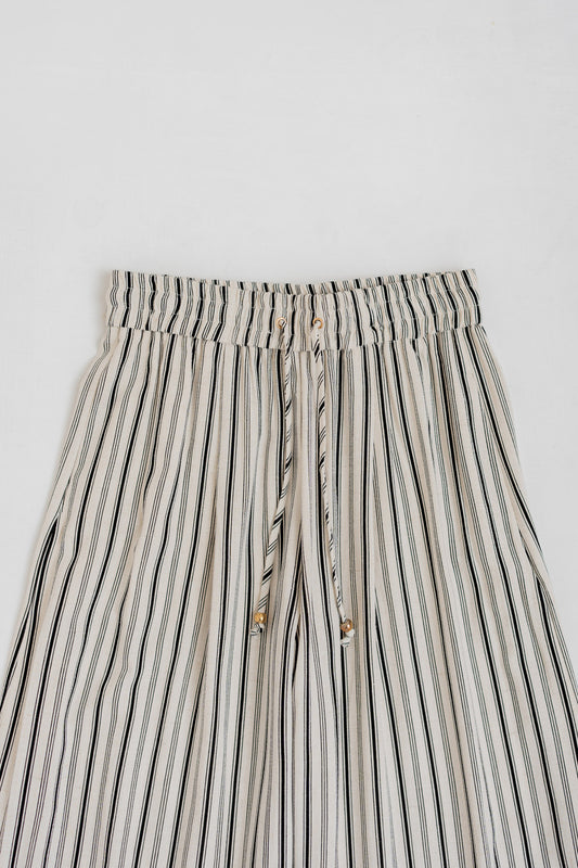 STRIPED LINEN WIDE LEG TROUSERS - Hustle N Holla