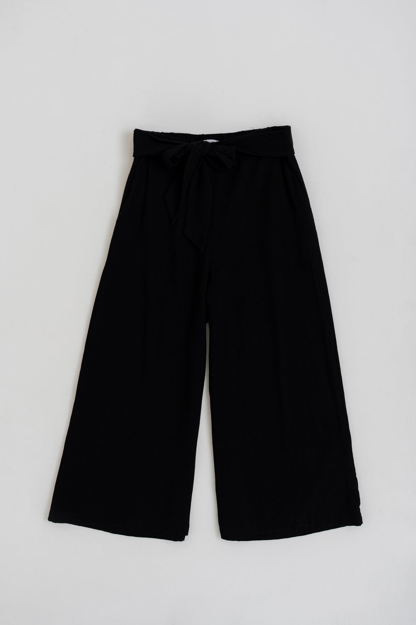 BLACK LINEN WIDE LEG TROUSERS - Hustle N Holla