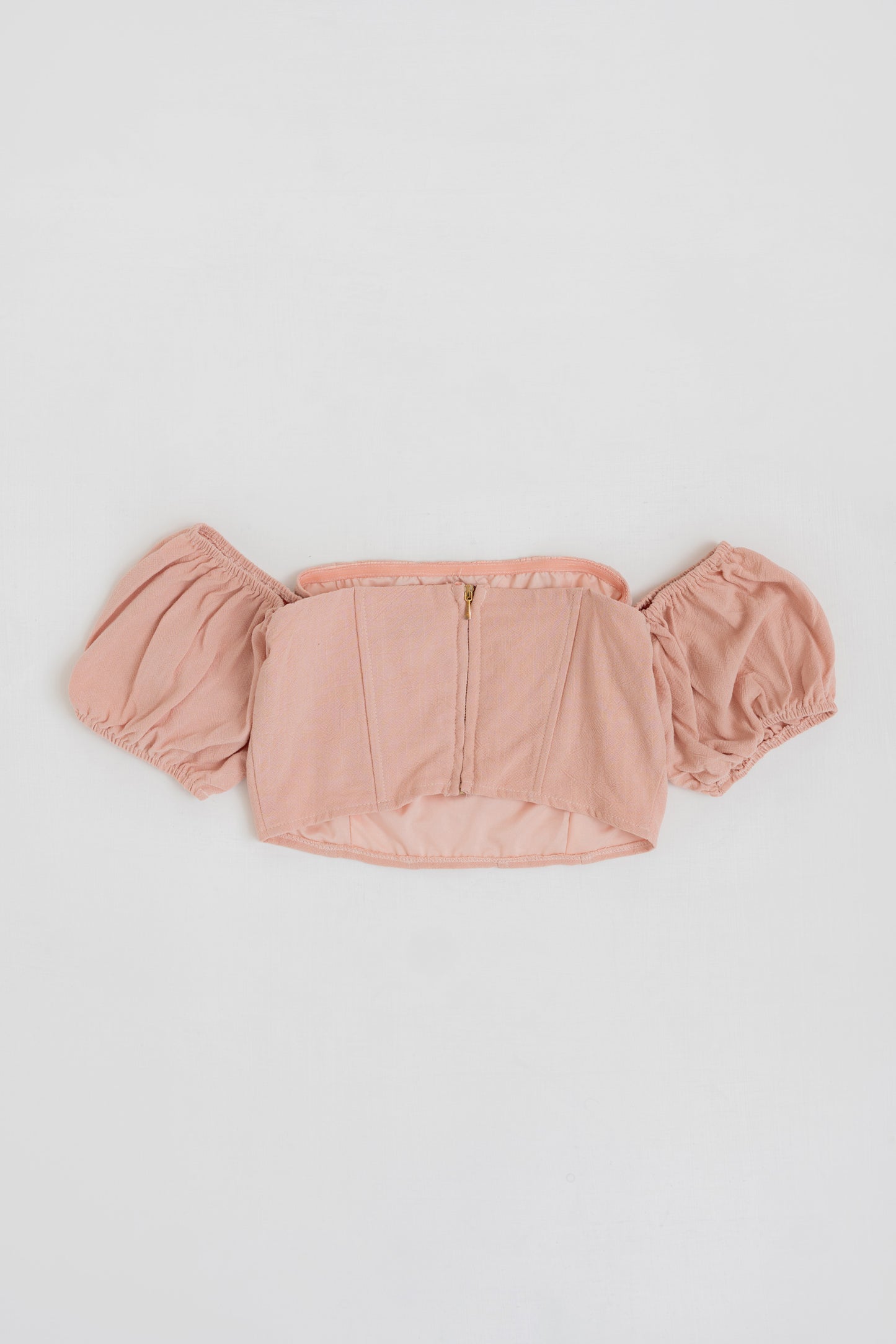 PEACH LINEN OFF SHOULDER CROPPED CORSET TOP - Hustle N Holla