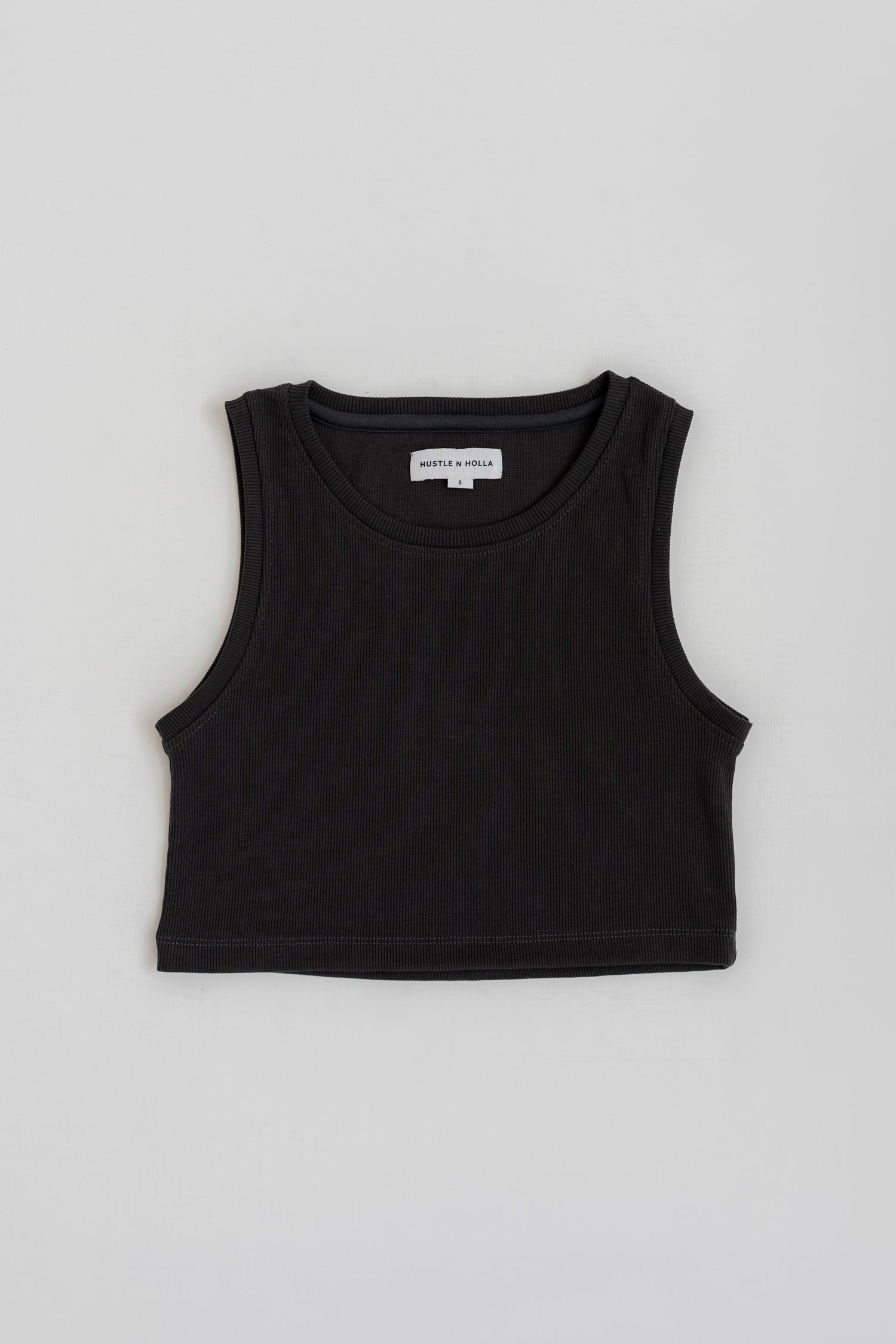 CHARCOAL GREY RIBBED TANK TOP