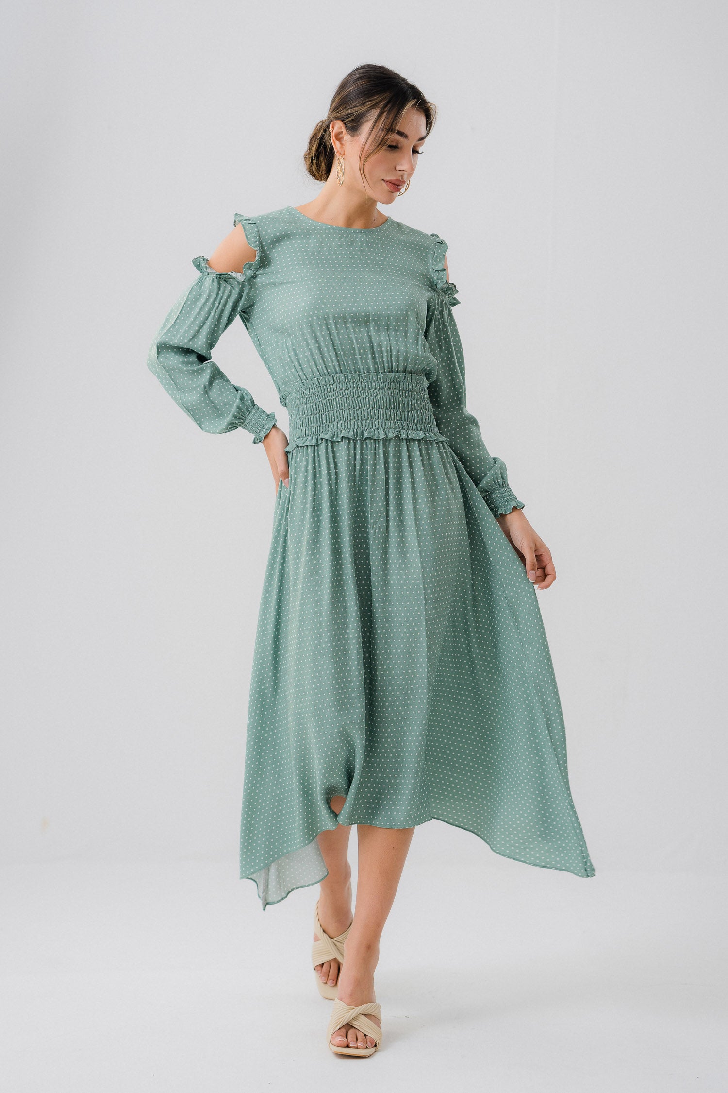 Green OFF Shoulder Dress - Hustle N Holla