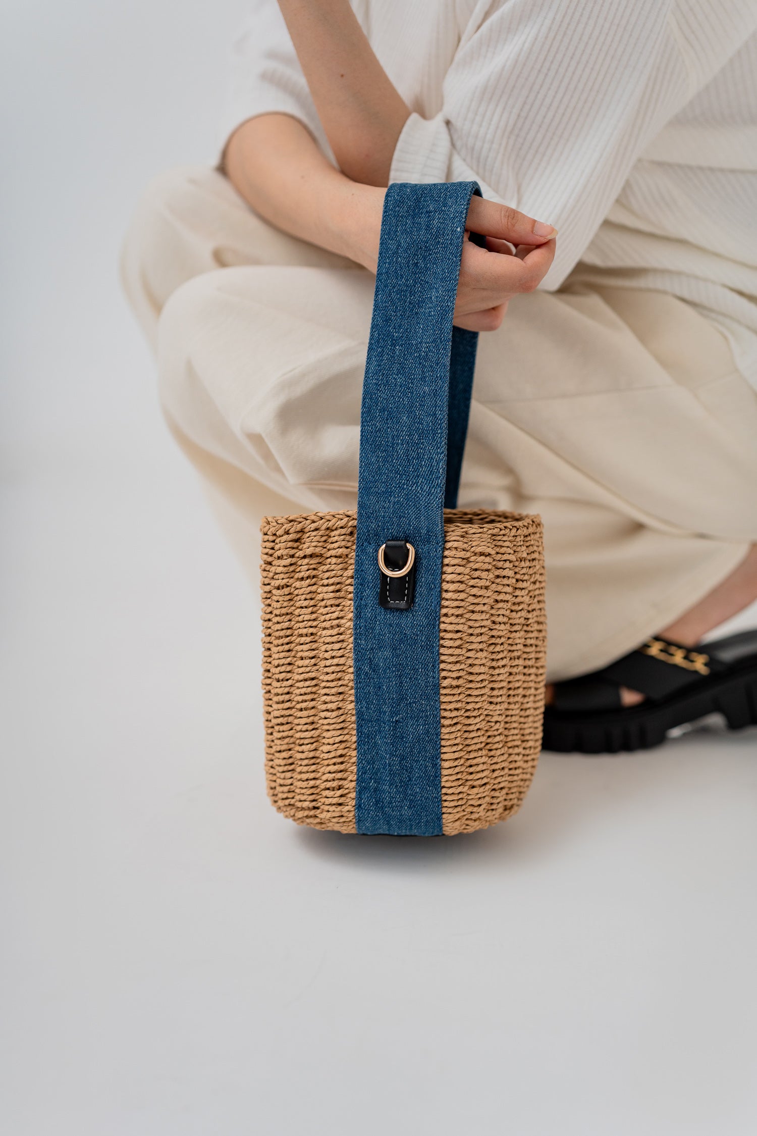 Denim Strap Basket Bag - Hustle N Holla