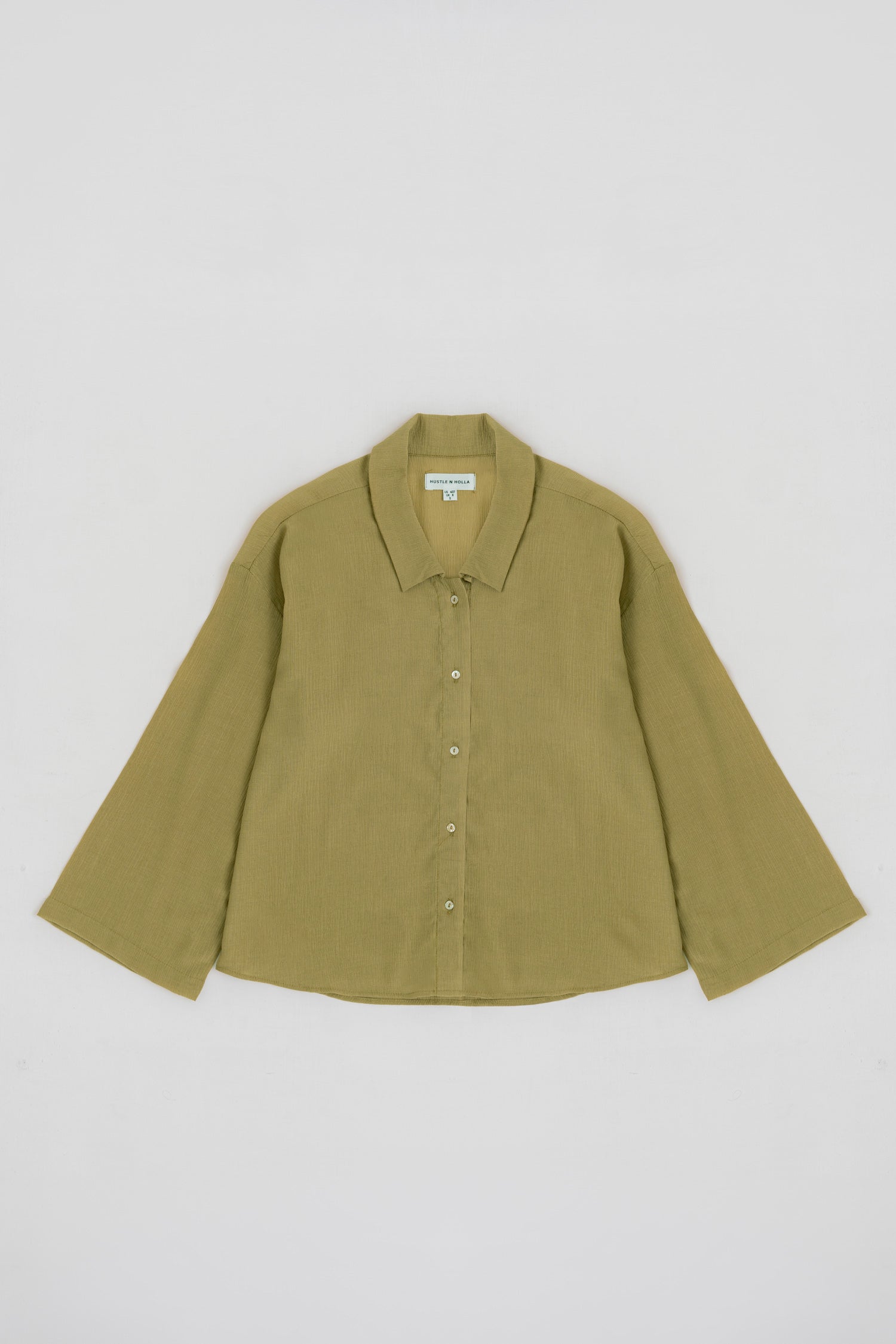 MUTED GREEN CHIFFON LOOSE FIT BLOUSE