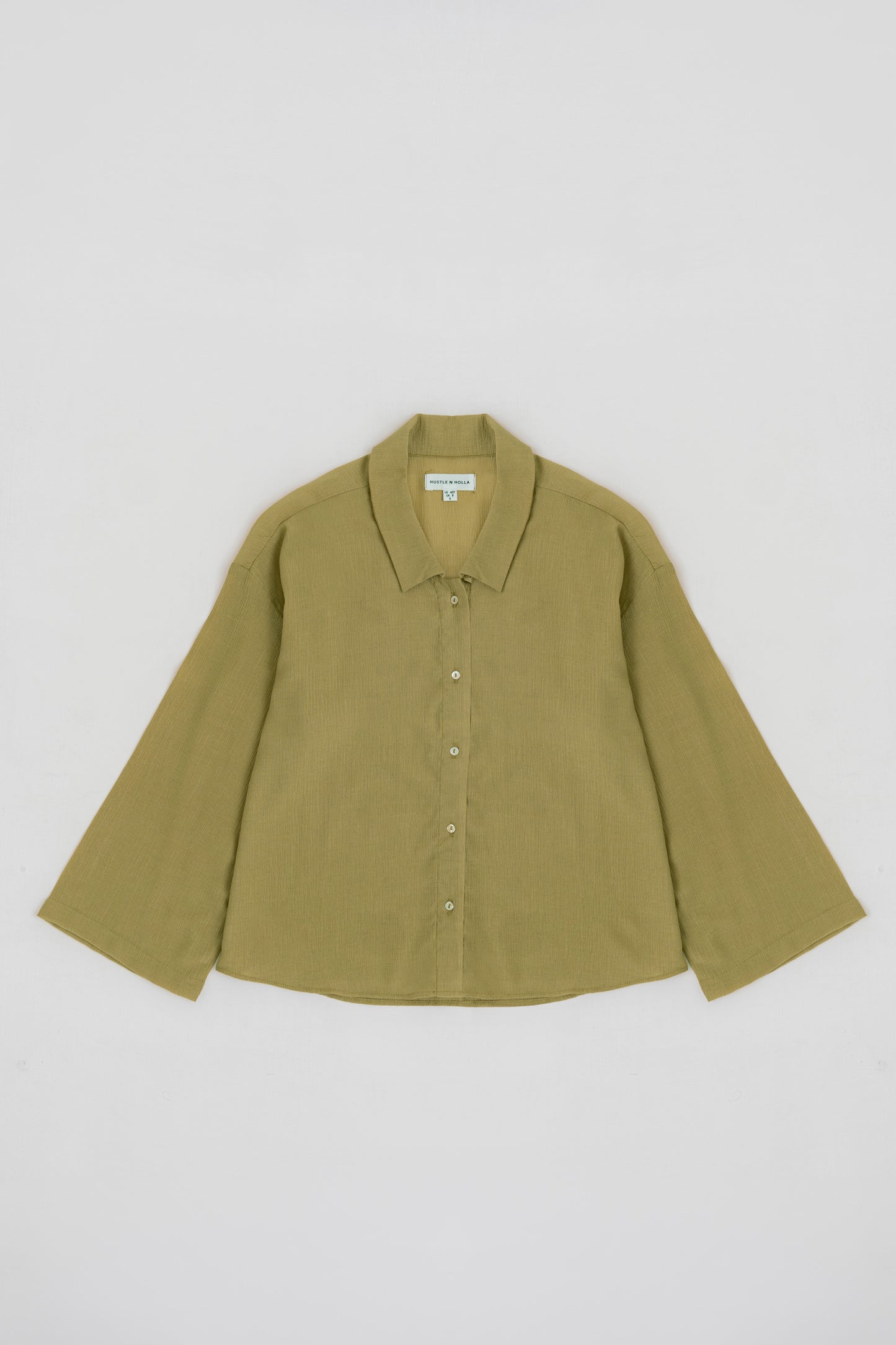 MUTED GREEN CHIFFON LOOSE FIT BLOUSE - Hustle N Holla