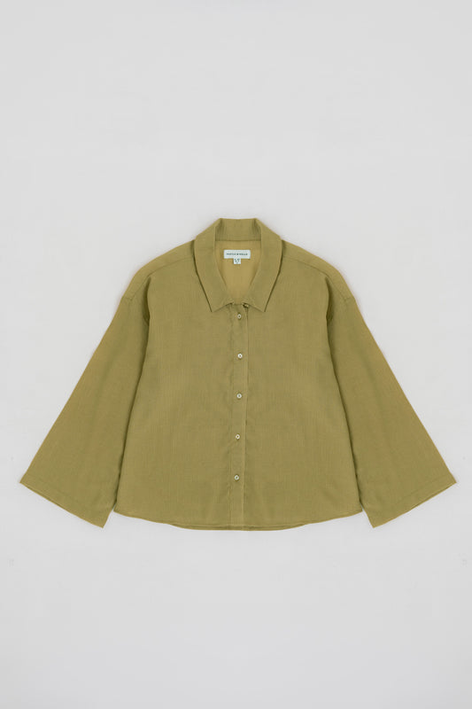 MUTED GREEN CHIFFON LOOSE FIT BLOUSE - Hustle N Holla