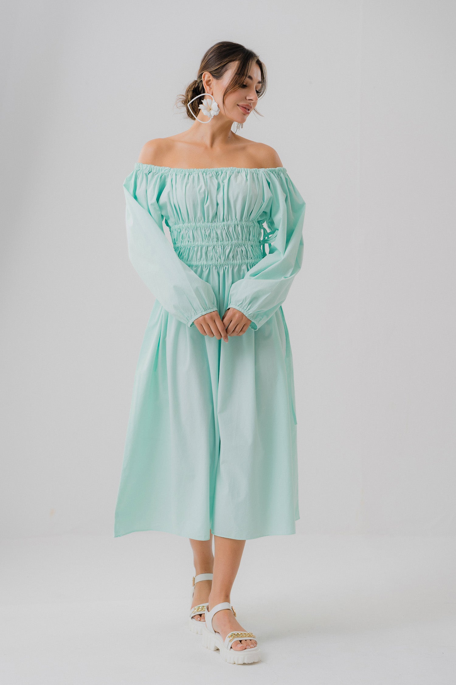 Mint Ruffled Midi Dress - Hustle N Holla