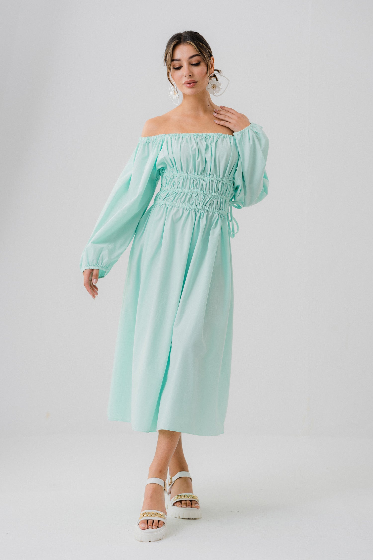 Mint Ruffled Midi Dress - Hustle N Holla