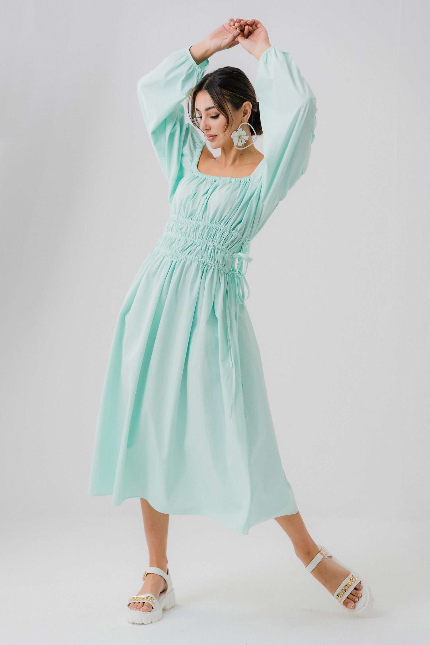 Mint Ruffled Midi Dress - Hustle N Holla