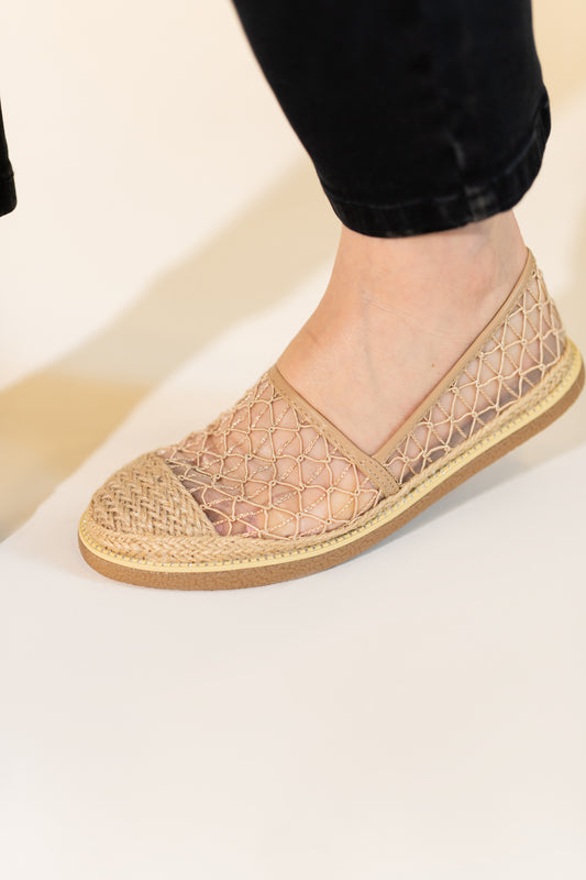 Beige Mesh ESPADRILLES LOAFERS - Hustle N Holla