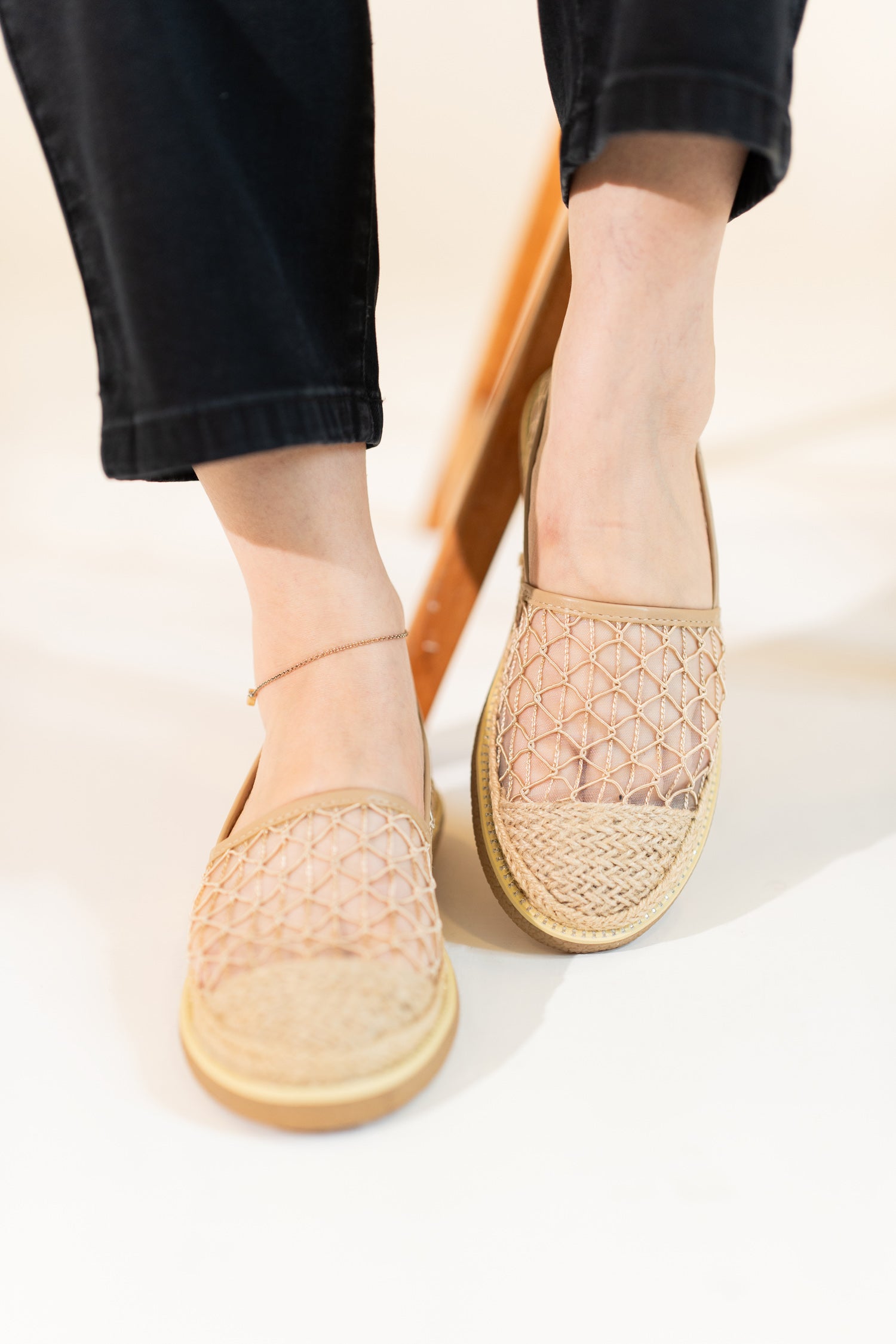 Beige Mesh ESPADRILLES LOAFERS