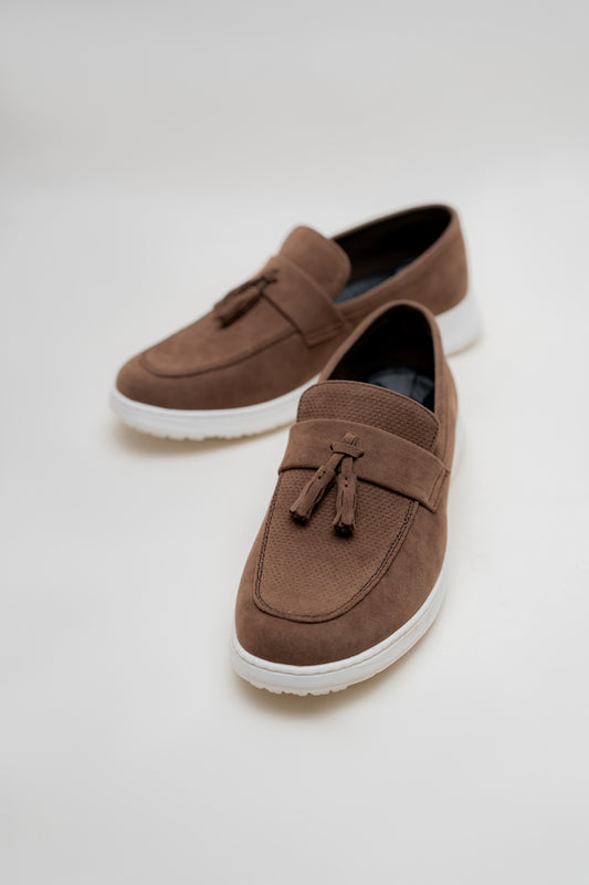 KHAKI SUEDE TASSEL LOAFERS - Hustle N Holla