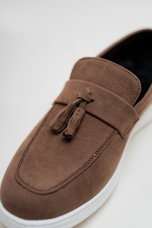 KHAKI SUEDE TASSEL LOAFERS - Hustle N Holla