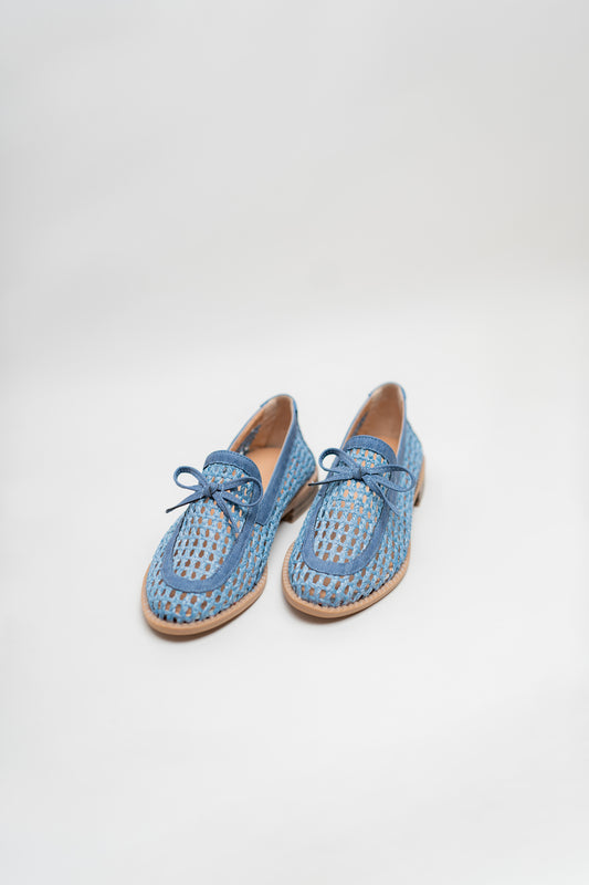 Blue Loafers with Bow Detail - Hustle N Holla