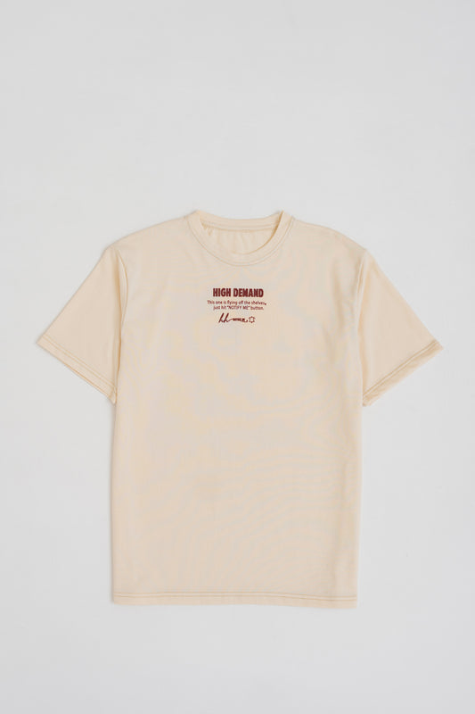 BEIGE REGULAR FIT STATEMENTT-SHIRT - Hustle N Holla