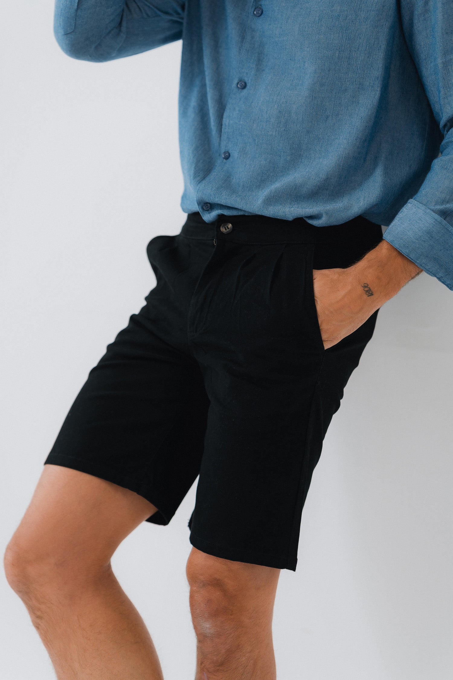 Black Regular Fit Chino Shorts