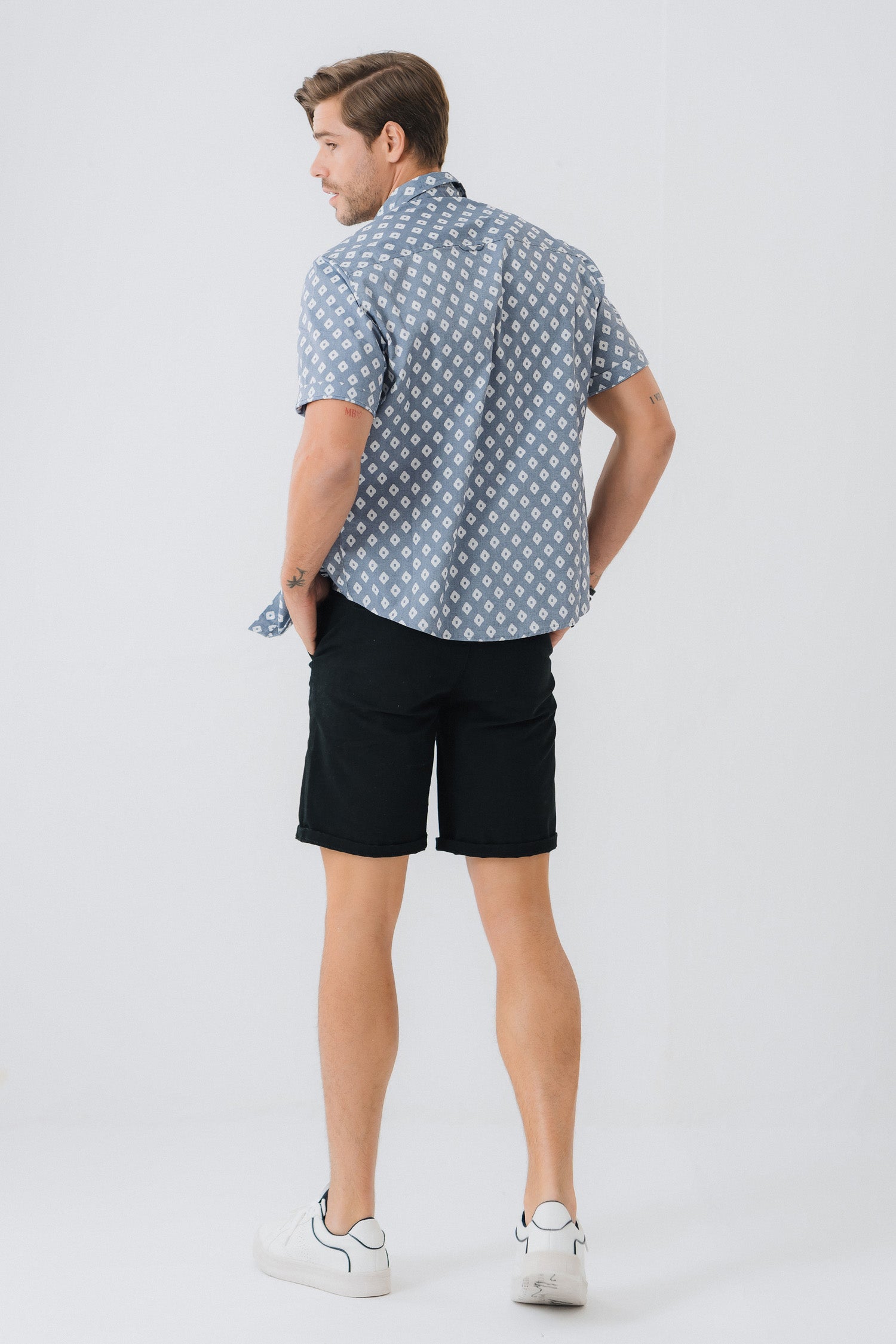 Grey Printed Button-down Shirt - Hustle N Holla