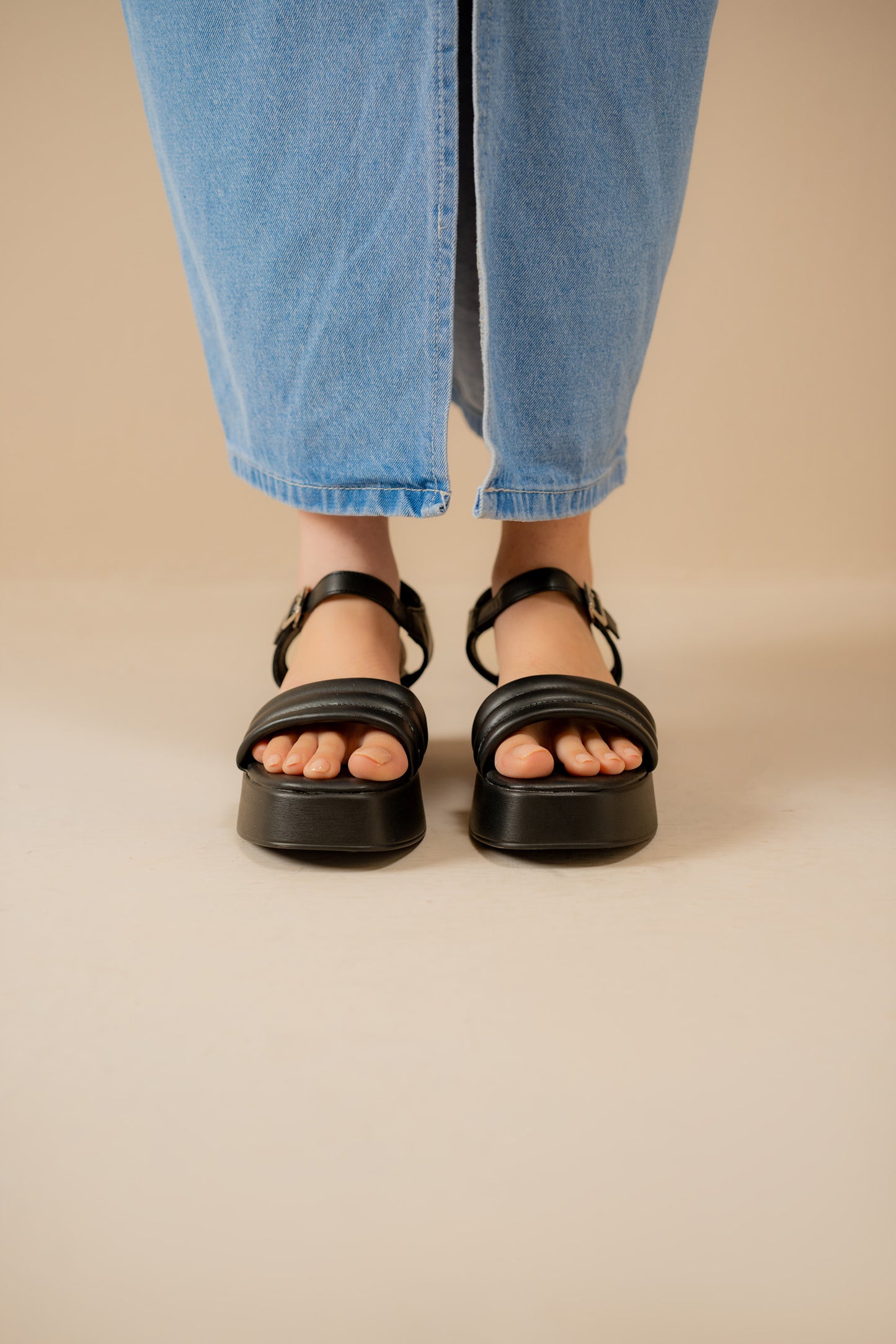 Black Strappy Chunky Sandals