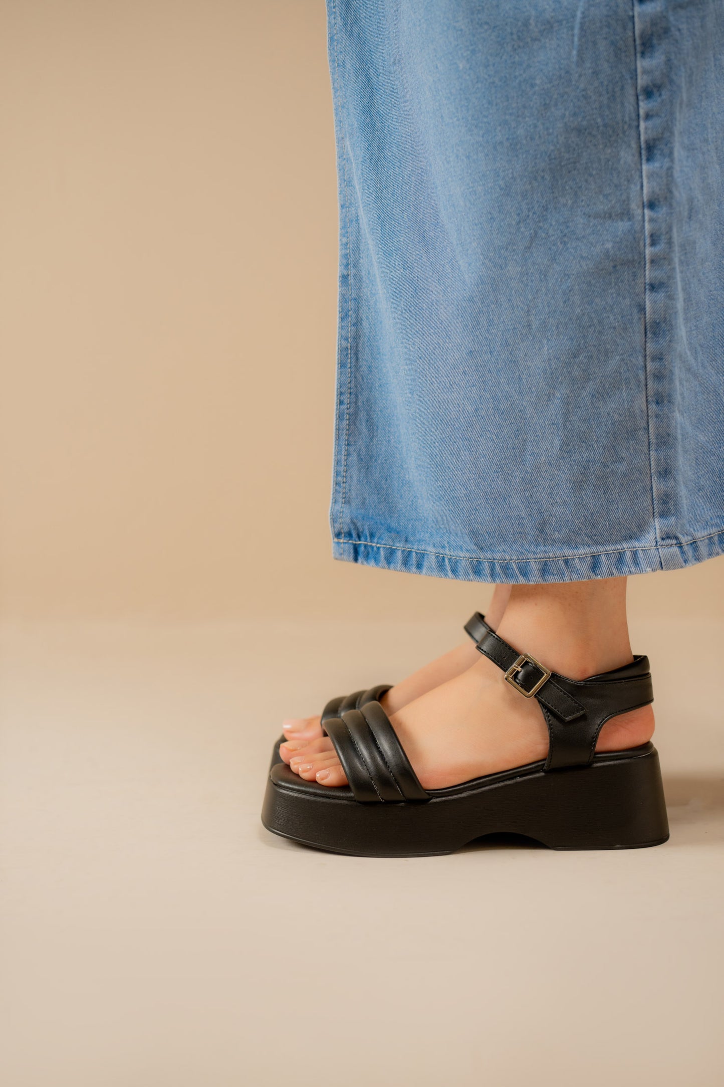 Black Strappy Chunky Sandals