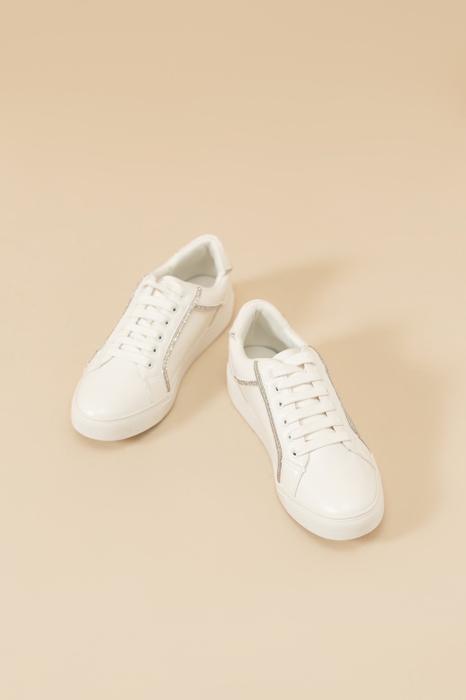 White Sneakers with Rhinestone detail
