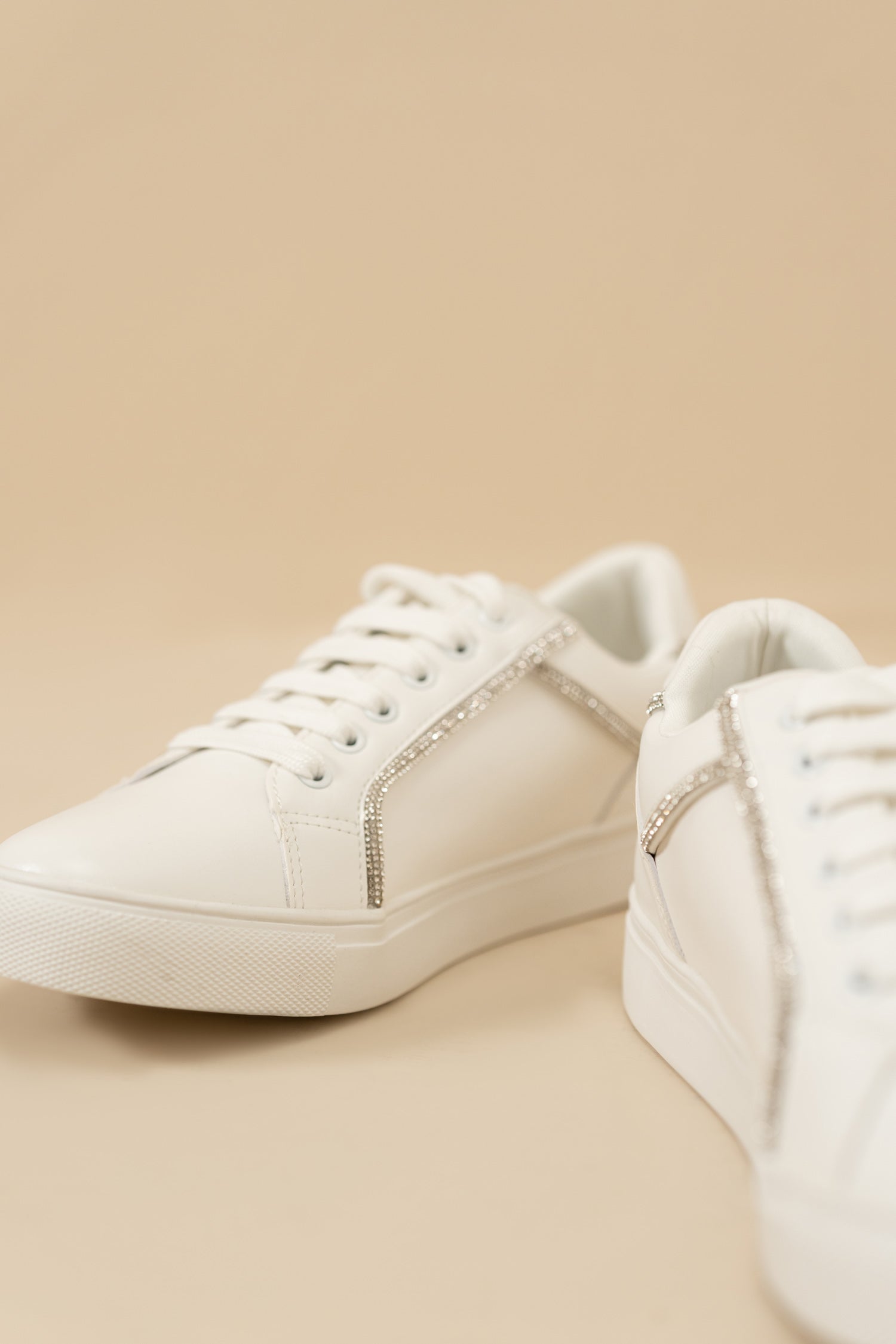 White Sneakers with Rhinestone detail