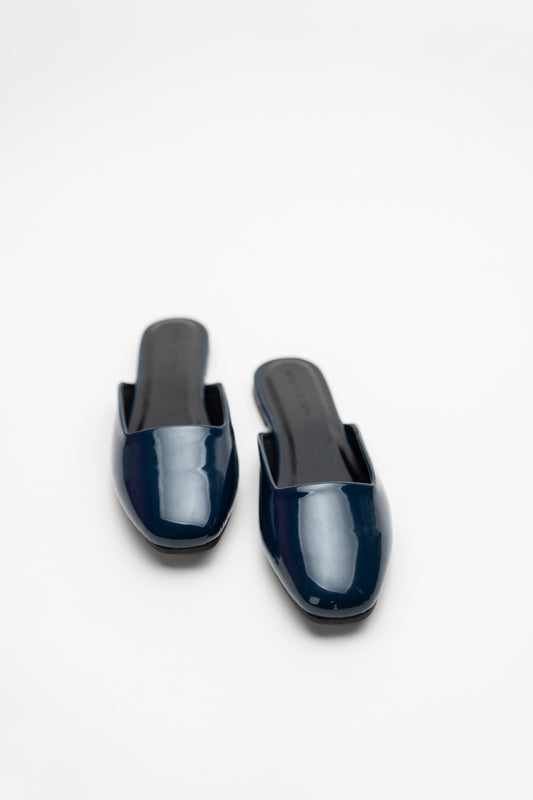 Navy Metallic Mules - Hustle N Holla