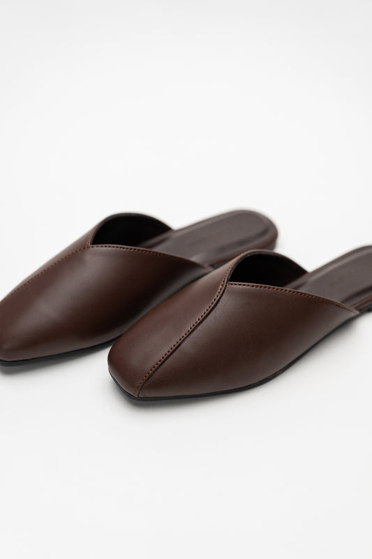 Brown Sqaure Toe Mules - Hustle N Holla