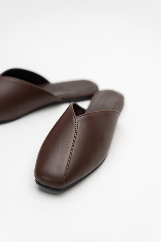 Brown Sqaure Toe Mules - Hustle N Holla