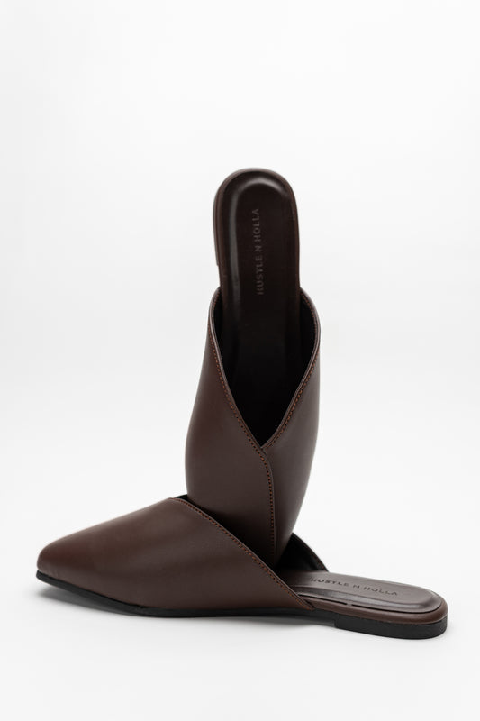 Brown Sqaure Toe Mules - Hustle N Holla