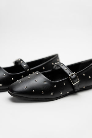 Black Studded Mary Jane Flats - Hustle N Holla