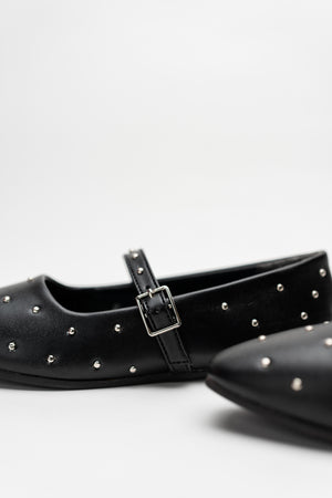 Black Studded Mary Jane Flats - Hustle N Holla