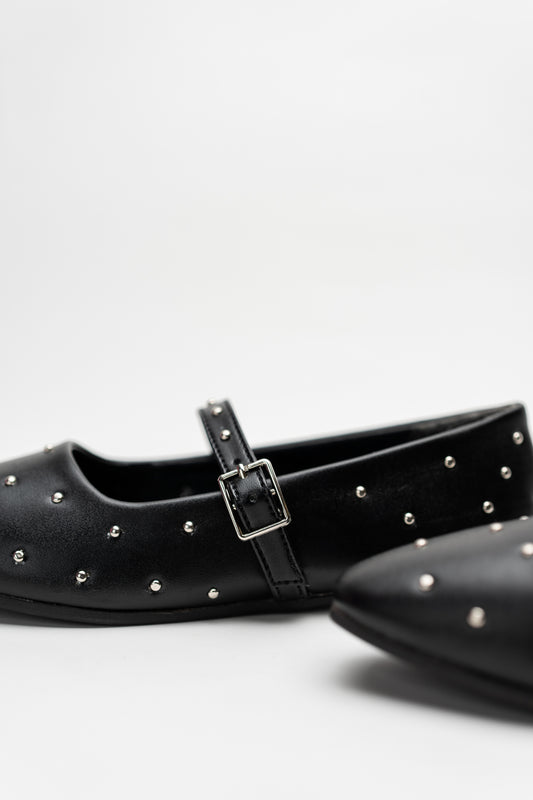 Black Studded Mary Jane Flats - Hustle N Holla