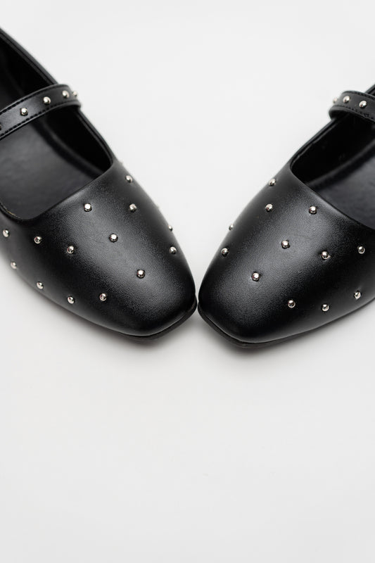 Black Studded Mary Jane Flats - Hustle N Holla