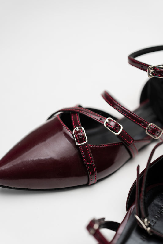 Burgundy Slingback Flats - Hustle N Holla