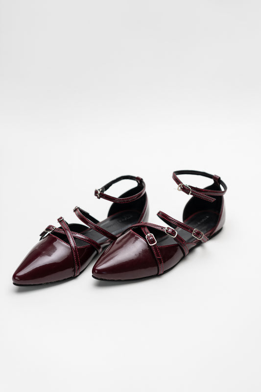 Burgundy Slingback Flats - Hustle N Holla