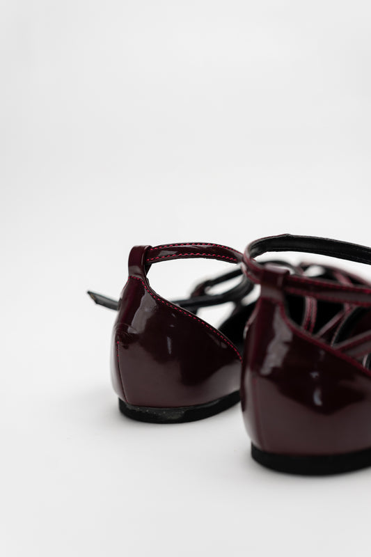 Burgundy Slingback Flats - Hustle N Holla