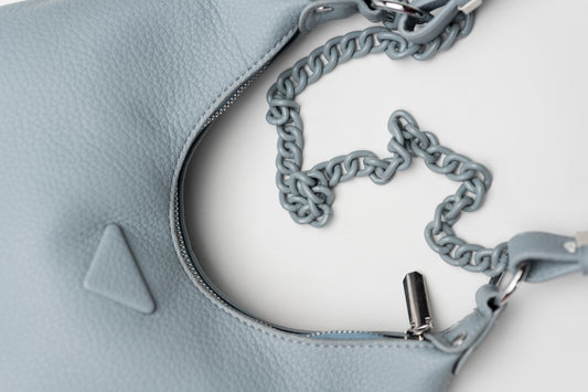 Light Blue Chain Accent Handbag - Hustle N Holla