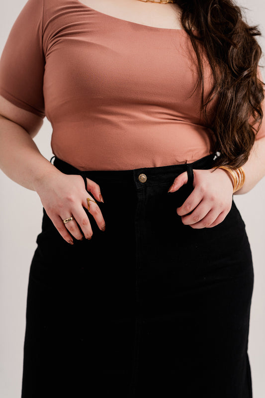 Black Plus-Size Denim Maxi Skirt - Hustle N Holla
