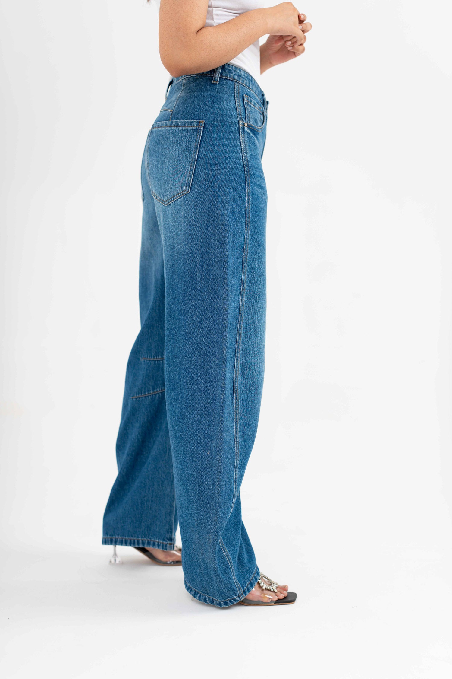Light Blue Barrel Jeans - Hustle N Holla