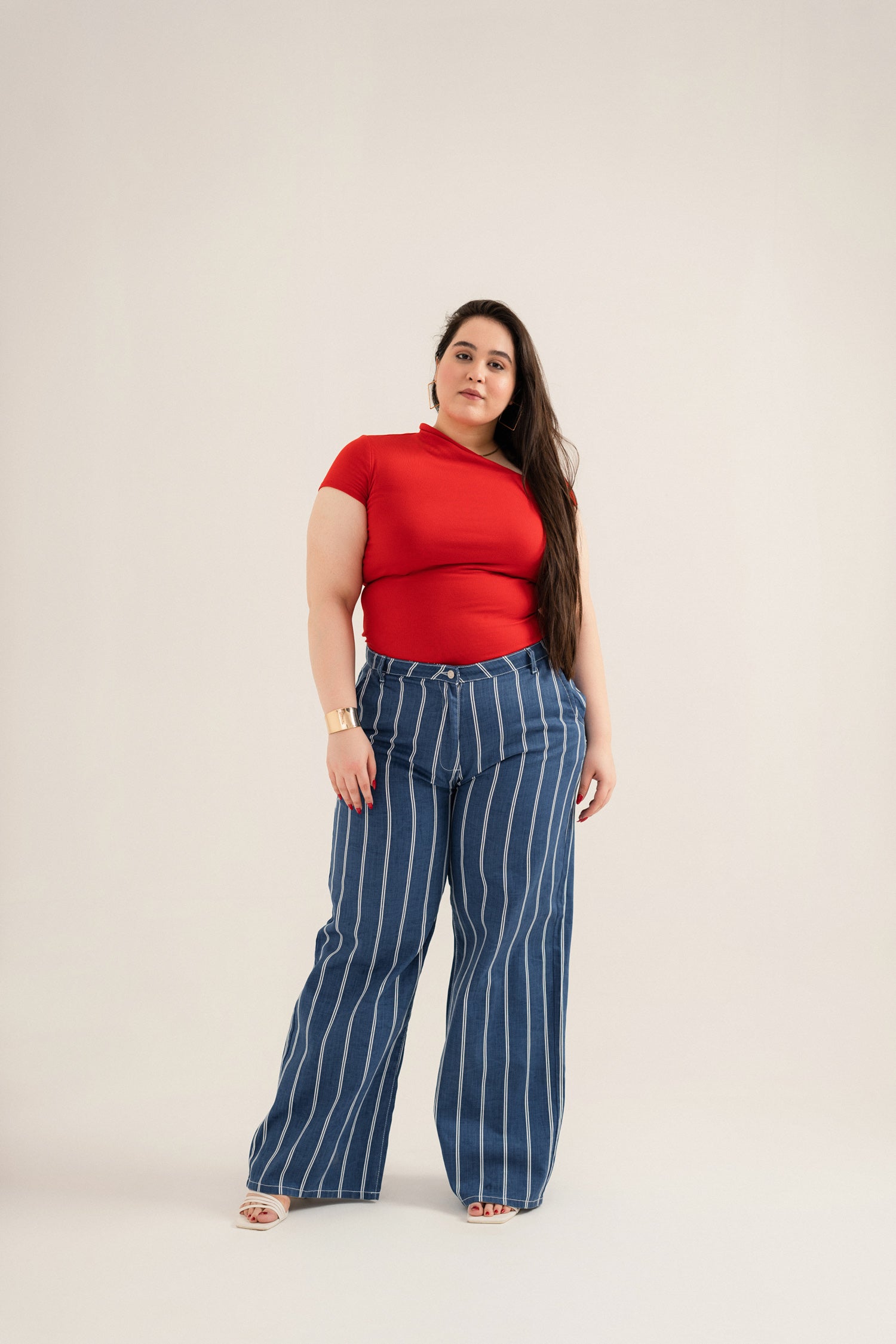 Striped Plus Size Straight Fit Denim Jeans - Hustle N Holla