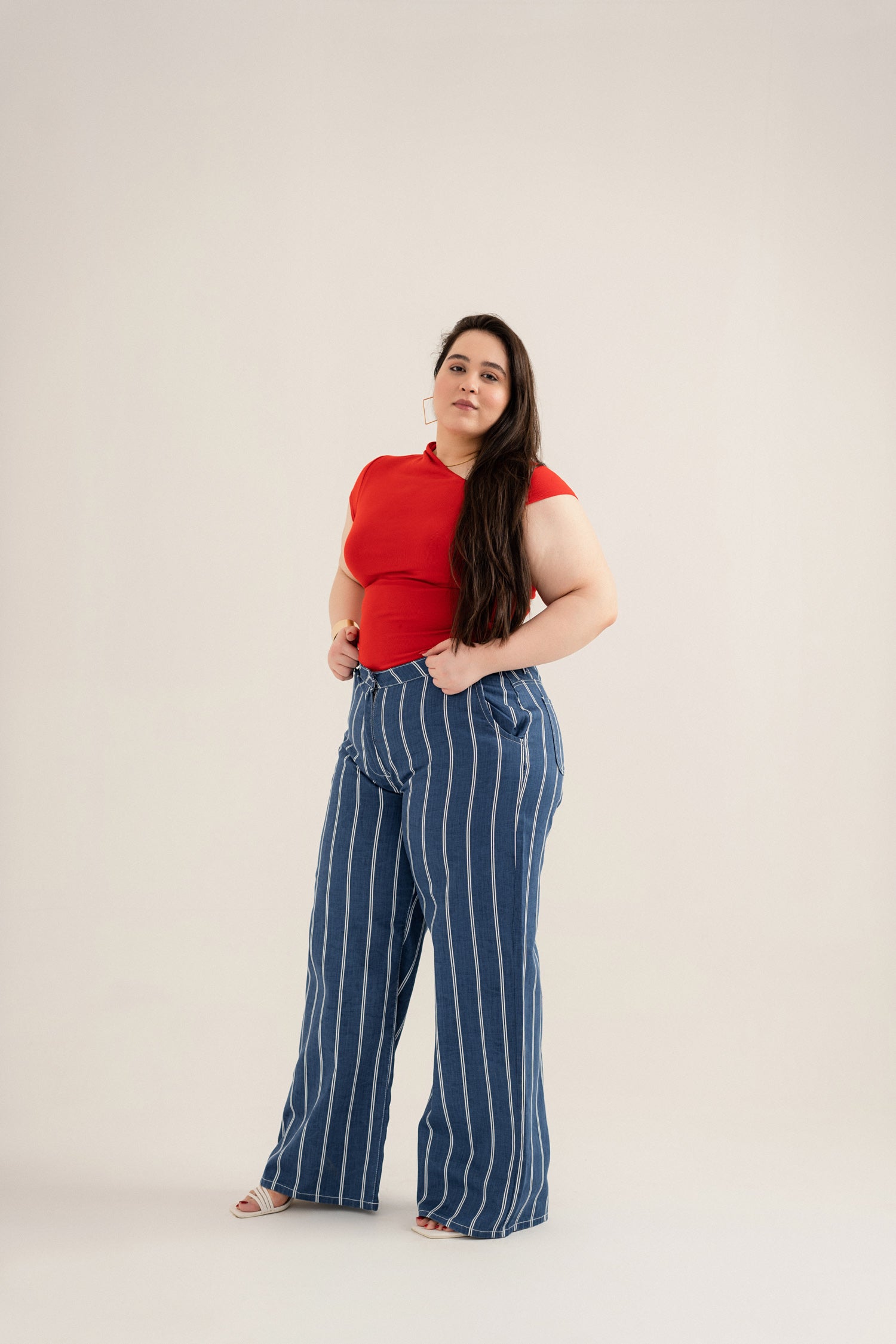 Striped Plus Size Straight Fit Denim Jeans - Hustle N Holla