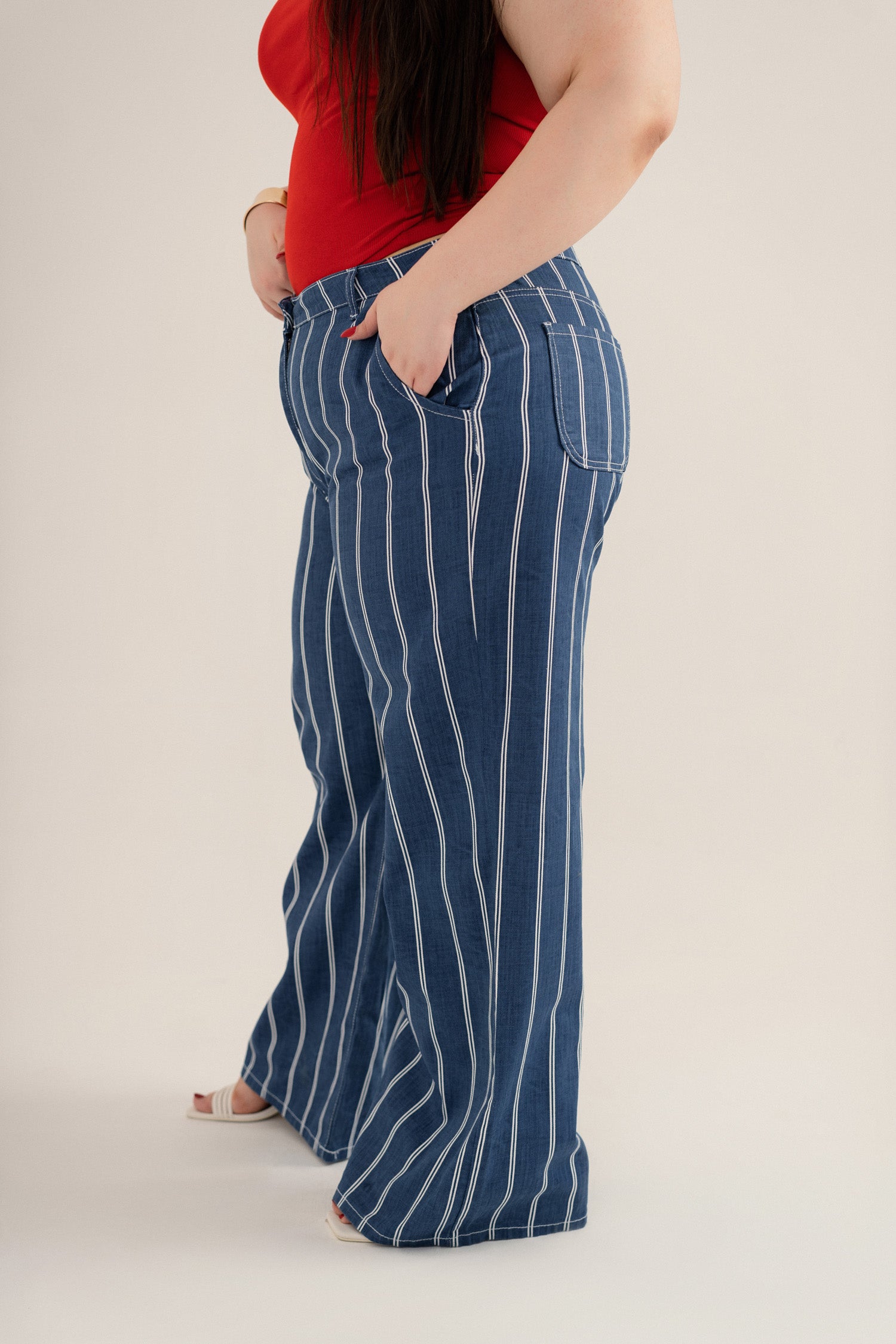Striped Plus Size Straight Fit Denim Jeans - Hustle N Holla