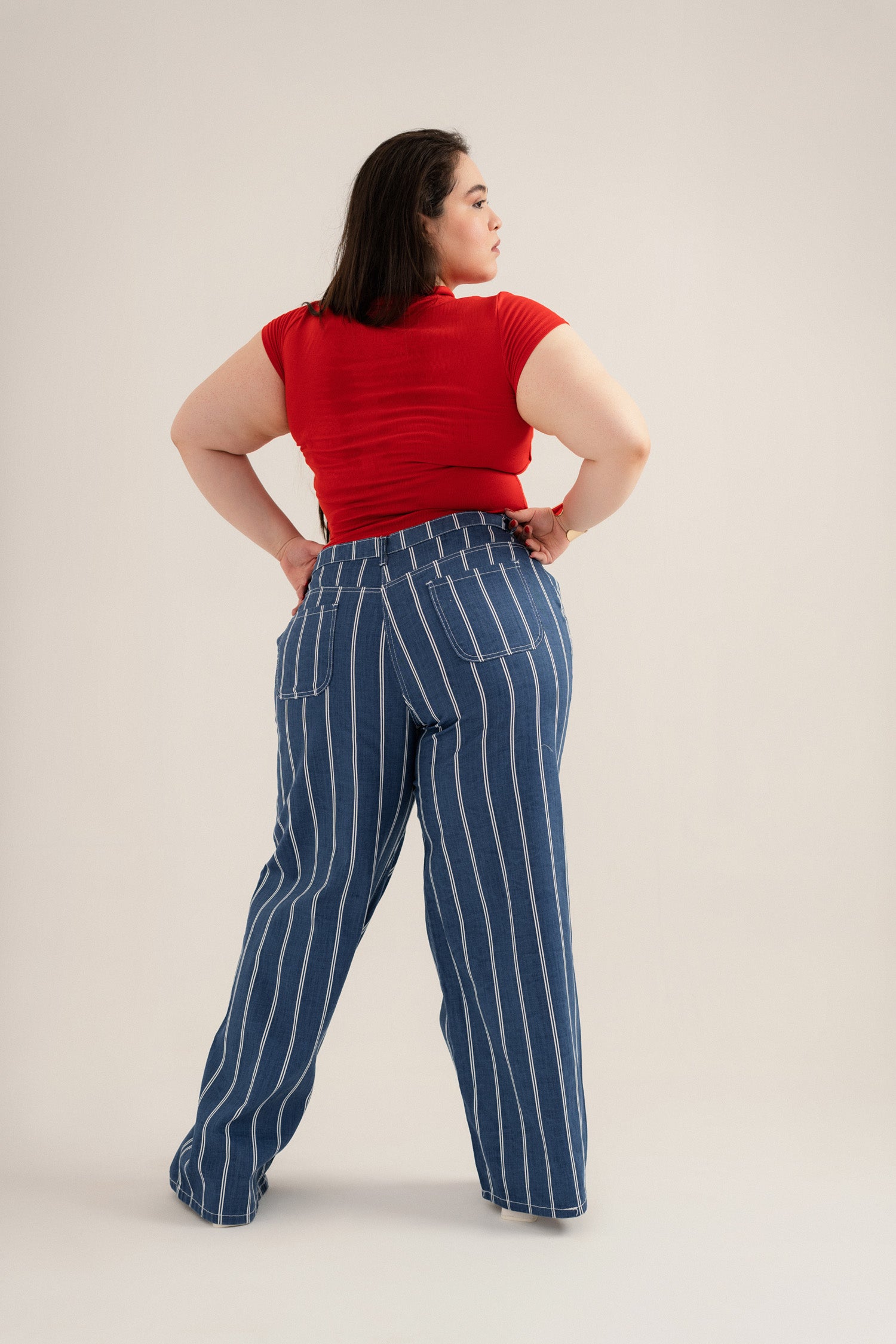 Striped Plus Size Straight Fit Denim Jeans - Hustle N Holla