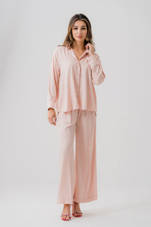 Peach Pink Wide Leg Trousers - Hustle N Holla